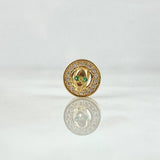 Herraje Calavera En Aro 1.1gr / 1cm / Circones Blancos Y Verdes Oro Amarillo 18K ©