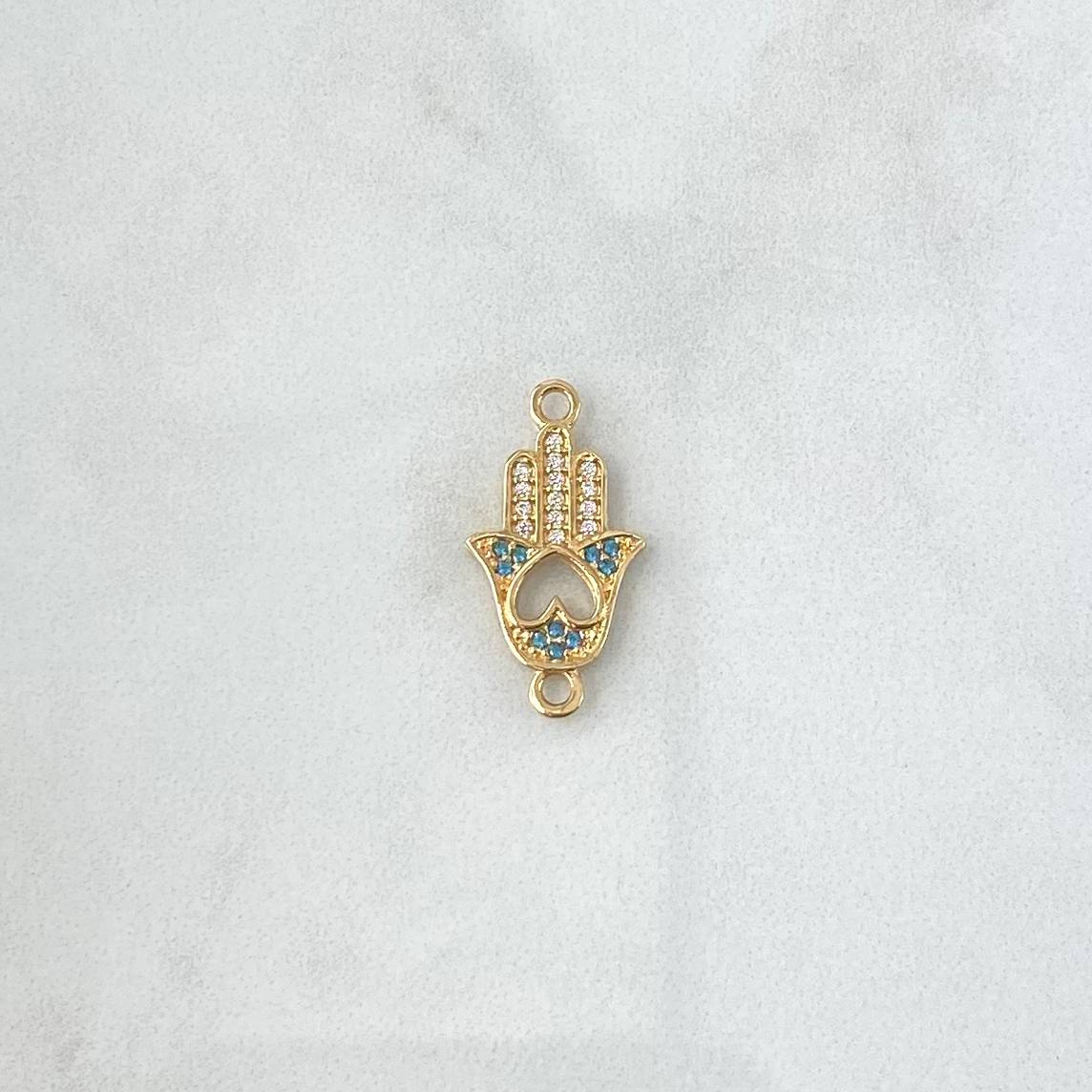 Herraje Mano Hansa 1.25gr / 2cm / Circones Blancos Y Azul Oro Amarillo 18K ©