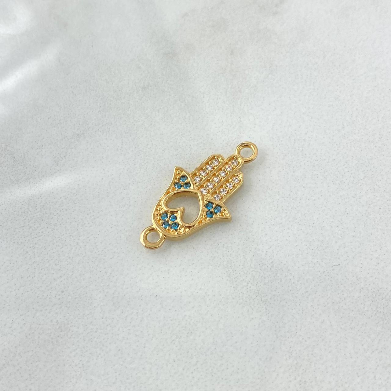 Herraje Mano Hansa 1.25gr / 2cm / Circones Blancos Y Azul Oro Amarillo 18K ©