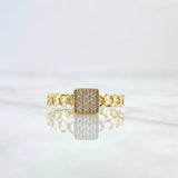 Anillo Cuadro Cubano 1.5gr / T6 / Circones Blancos Oro Amarillo 18K