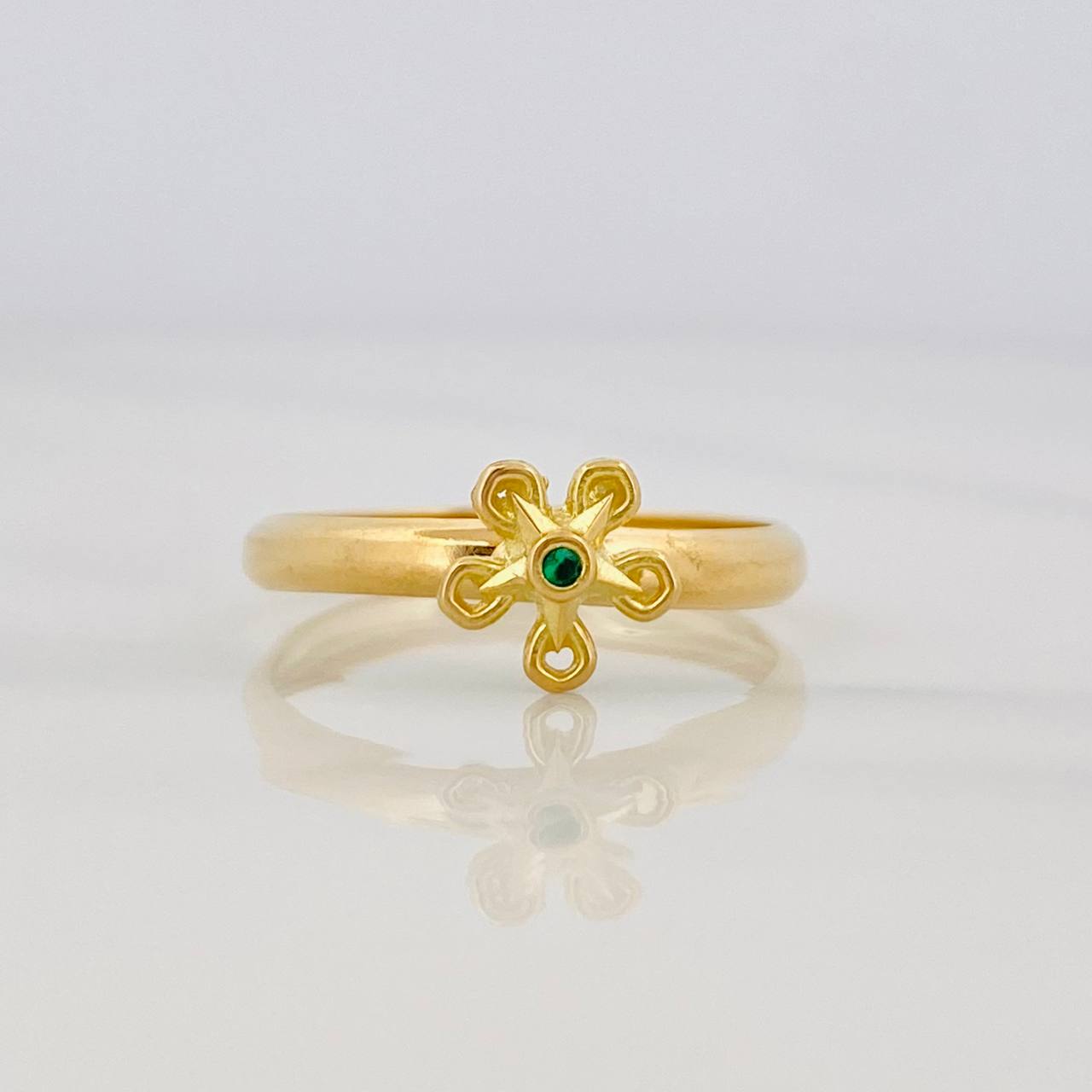 Anillo Flor 1g / T8 1/4 Oro Amarillo 18K