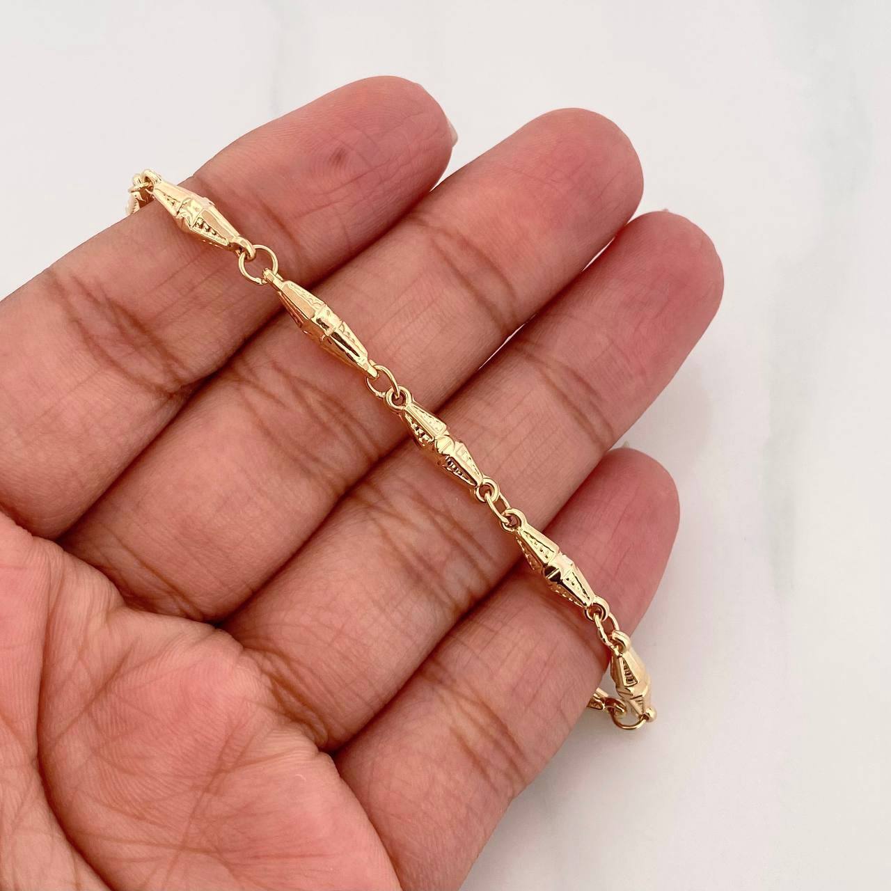 Tobillera Dubai 3.6g / 25cm / 3.7mm Oro Amarillo 18K