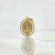 Dije Virgen Milagrosa 3.8gr / 3.2cm / Aro Basteado Circones Blancos Oro Amarillo