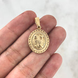 Dije Virgen Milagrosa 3.25gr / 3cm / Aro Tupido Circones Blancos Oro Amarillo