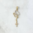 Dije Virgen Maria Cruz 2.5gr / 5.5cm / Silueta Circones Blancos Dos Oros Amarillo Blanco