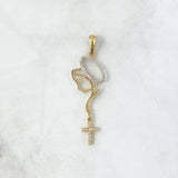 Dije Virgen Maria Cruz 2.5gr / 5.5cm / Silueta Circones Blancos Dos Oros Amarillo Blanco