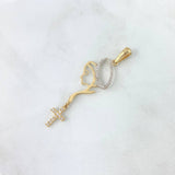Dije Virgen Maria Cruz 2.5gr / 5.5cm / Silueta Circones Blancos Dos Oros Amarillo Blanco