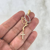 Dije Virgen Maria Cruz 2.5gr / 5.5cm / Silueta Circones Blancos Dos Oros Amarillo Blanco