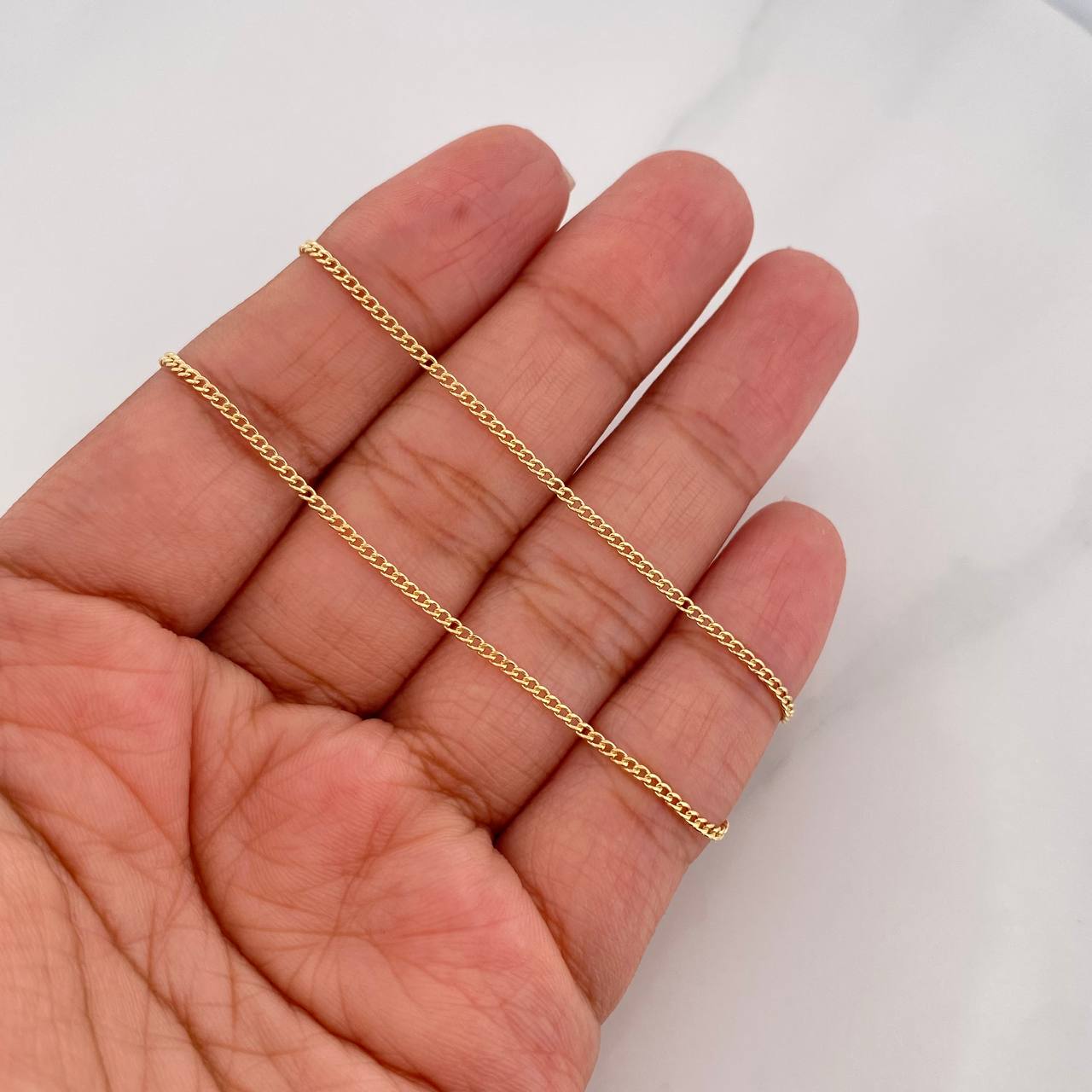 Cadena Mini Cubana 2g / 60cm / 1.3mm Oro Amarillo 18K