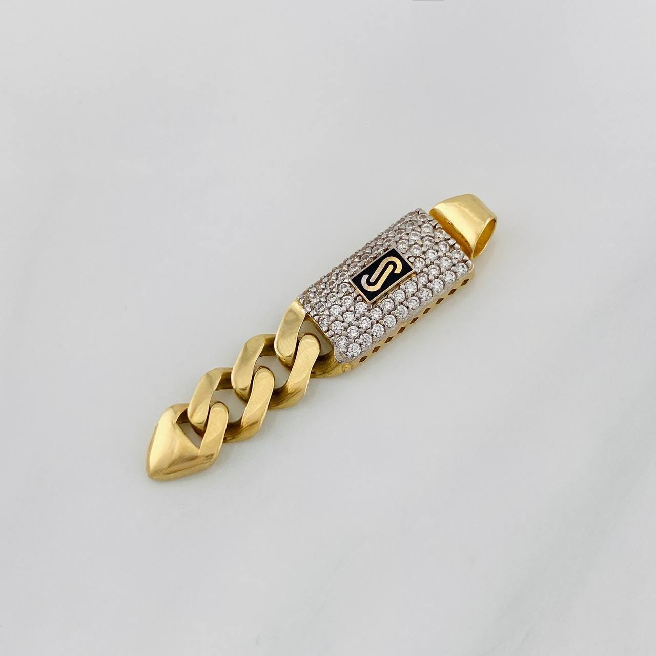 Dije Cubana Infinito 3g / 4cm Dos Oros Amarillo Blanco 18K