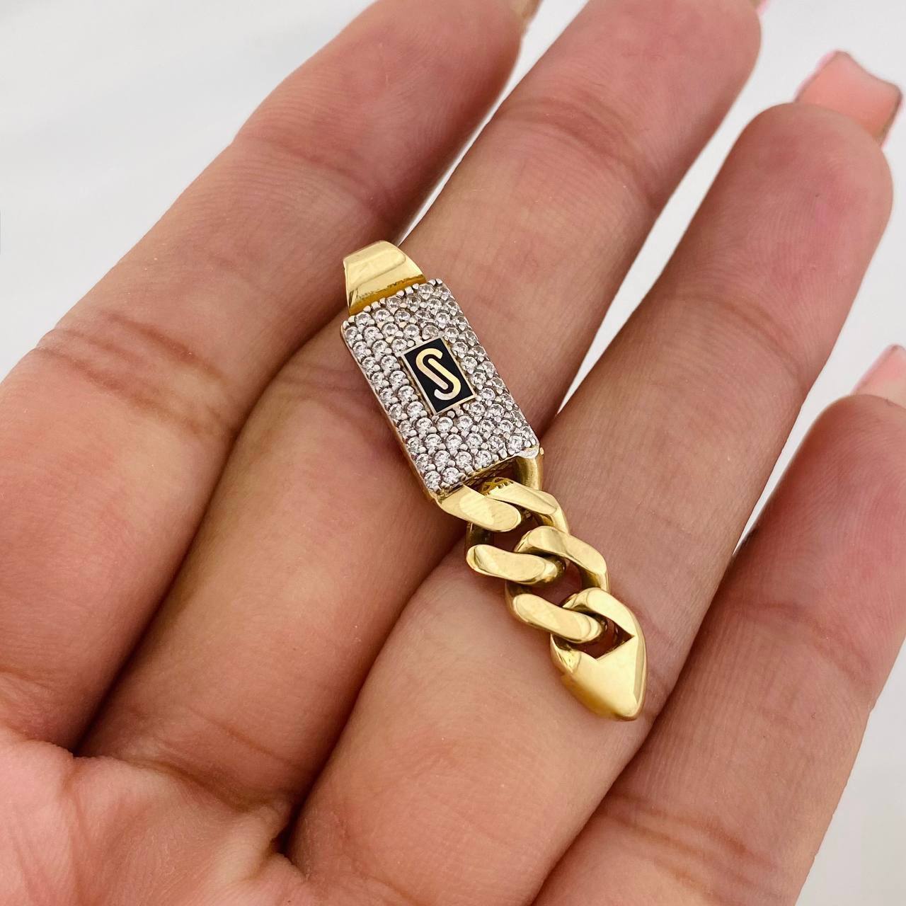 Dije Cubana Infinito 3g / 4cm Dos Oros Amarillo Blanco 18K