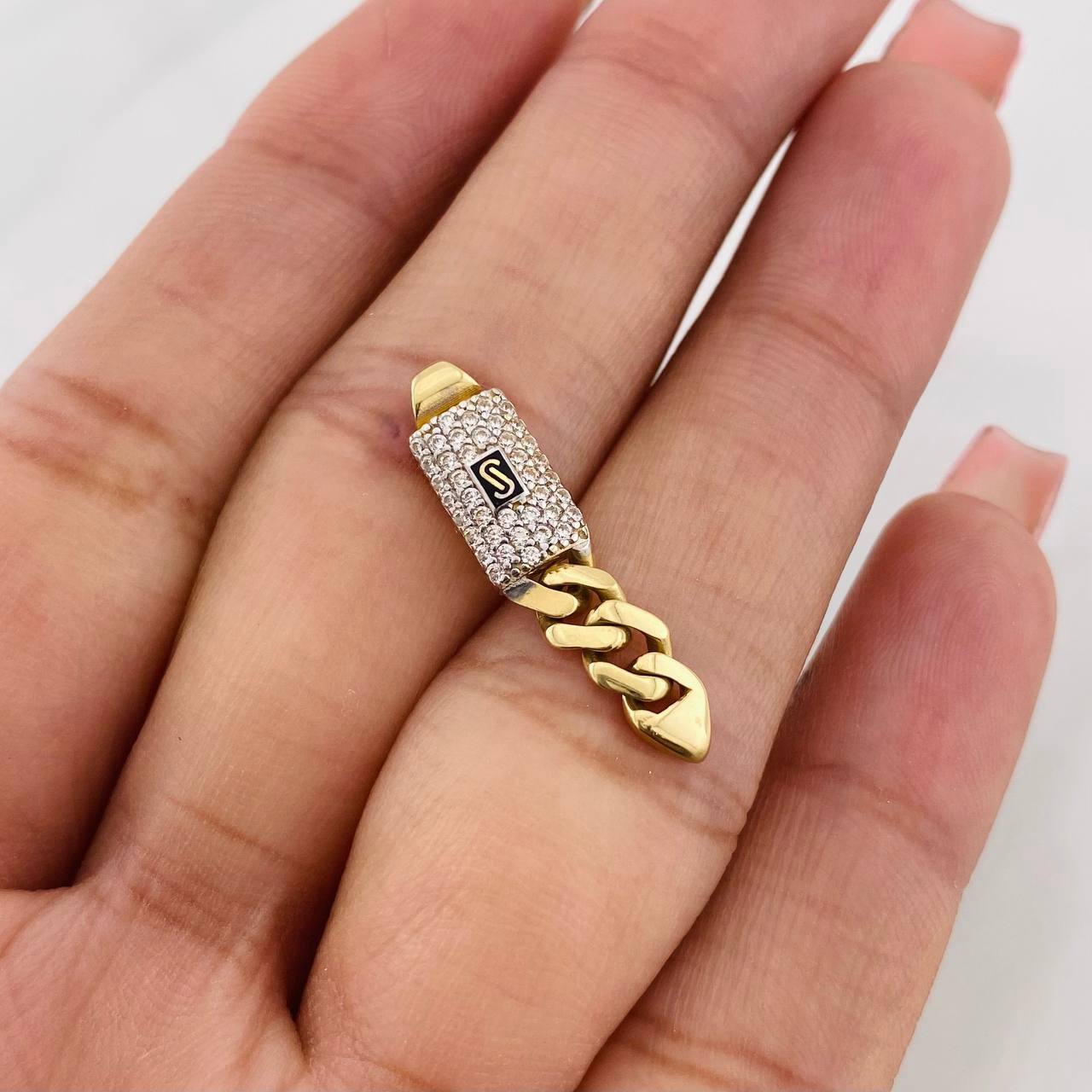 Dije Cubana Infinito 1.6g / 3cm Dos Oros Amarillo Blanco 18K