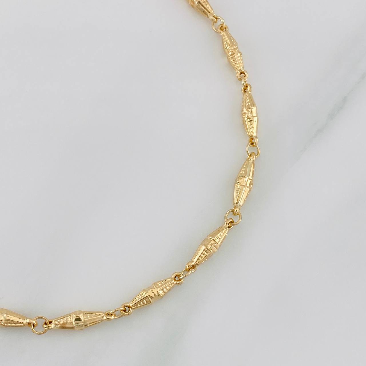 Tobillera Rustica Dubai 4g / 26cm / 3.48mm Oro Amarillo 18K