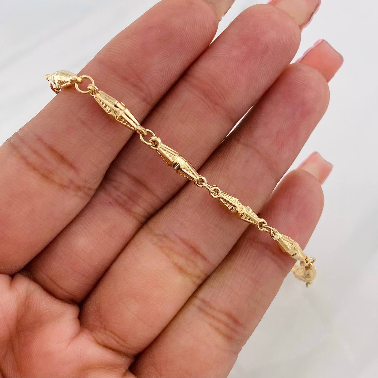 Tobillera Rustica Dubai 4g / 26cm / 3.48mm Oro Amarillo 18K