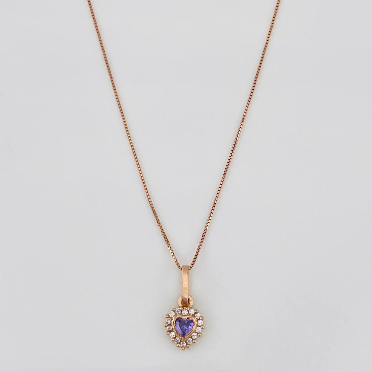 Set Cadena Veneciana + Dije Corazon / 1.52g / 45cm Oro Rosa 18K