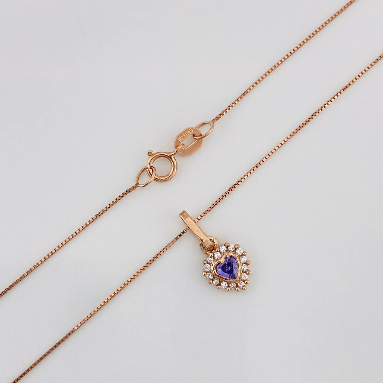 Set Cadena Veneciana + Dije Corazon / 1.54g / 45cm Oro Rosa 18K