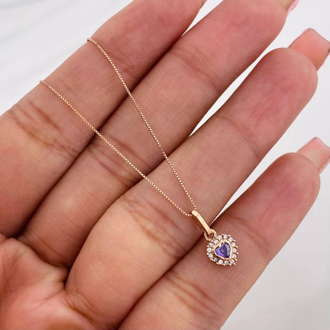 Set Cadena Veneciana + Dije Corazon / 1.51g / 45cm Oro Rosa 18K