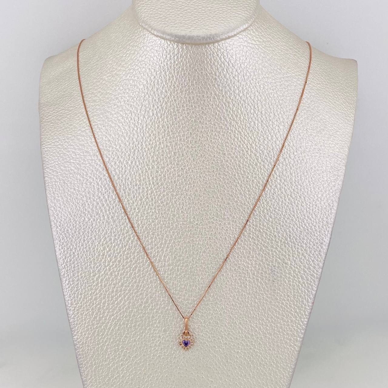 Set Cadena Veneciana + Dije Corazon / 1.54g / 45cm Oro Rosa 18K