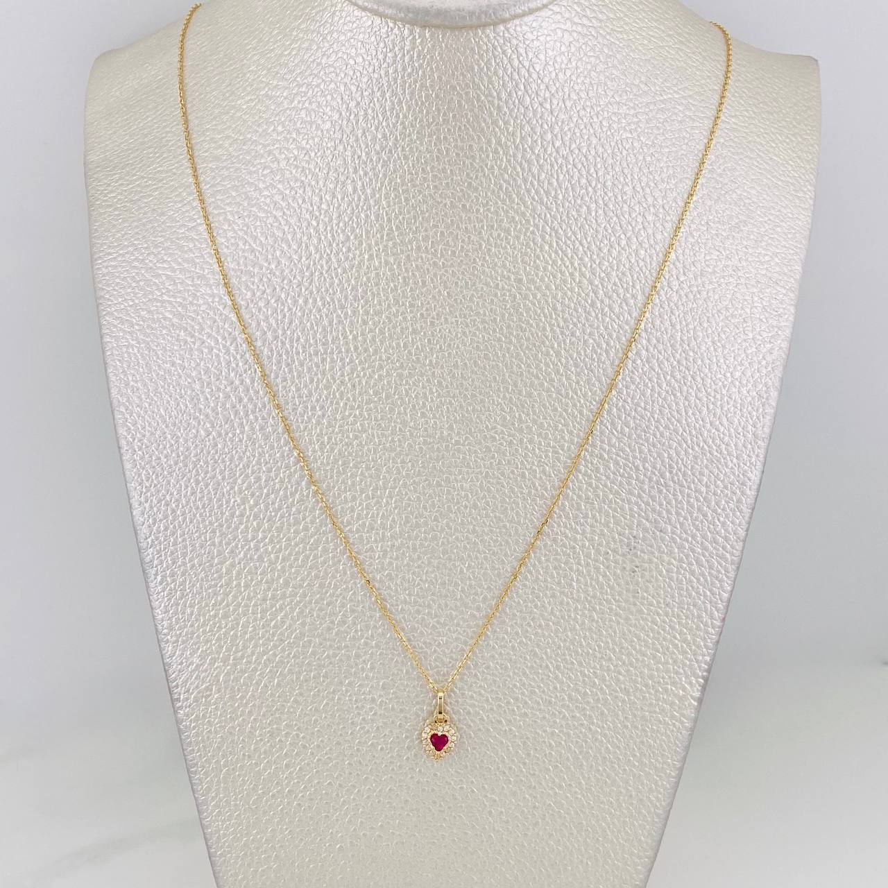 Set Cadena Aro Seguido + Dije Corazon / 1.77g / 45cm Oro Amarillo 18K
