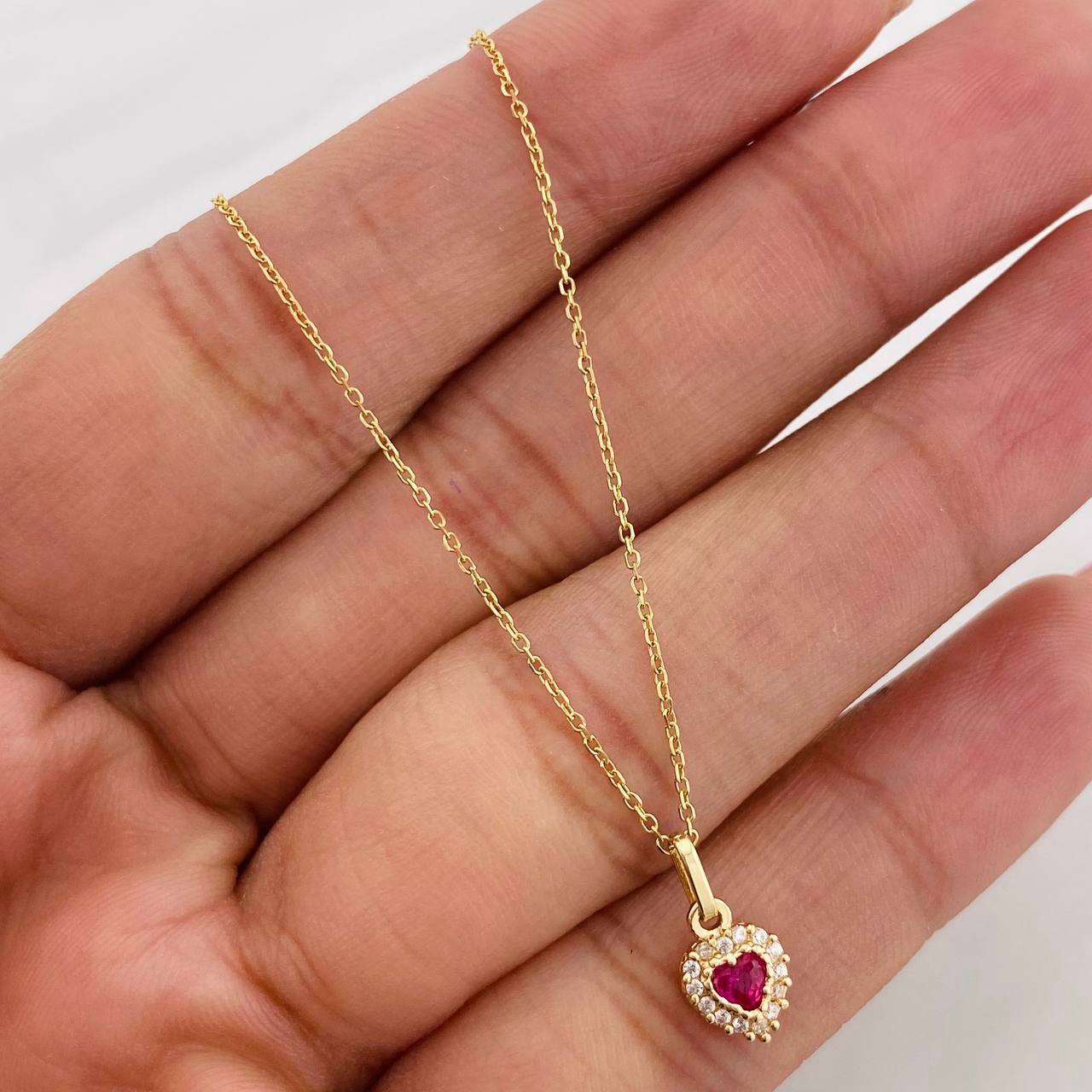 Set Cadena Aro Seguido + Dije Corazon / 1.82g / 45cm Oro Amarillo 18K