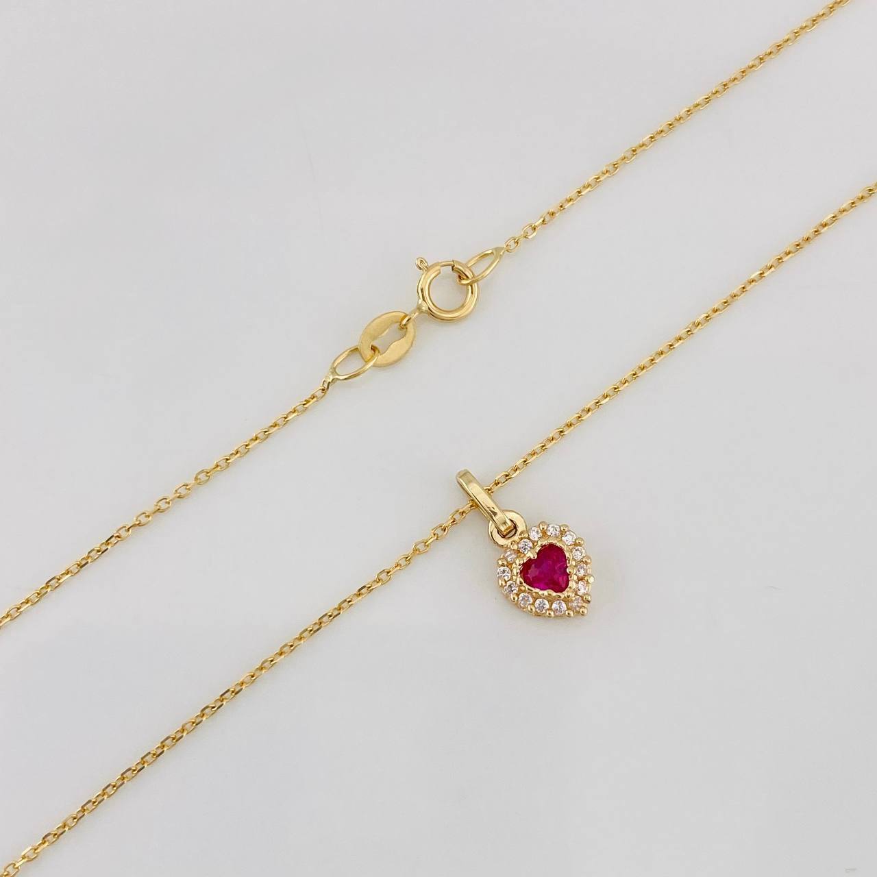 Set Cadena Aro Seguido + Dije Corazon / 1.77g / 45cm Oro Amarillo 18K