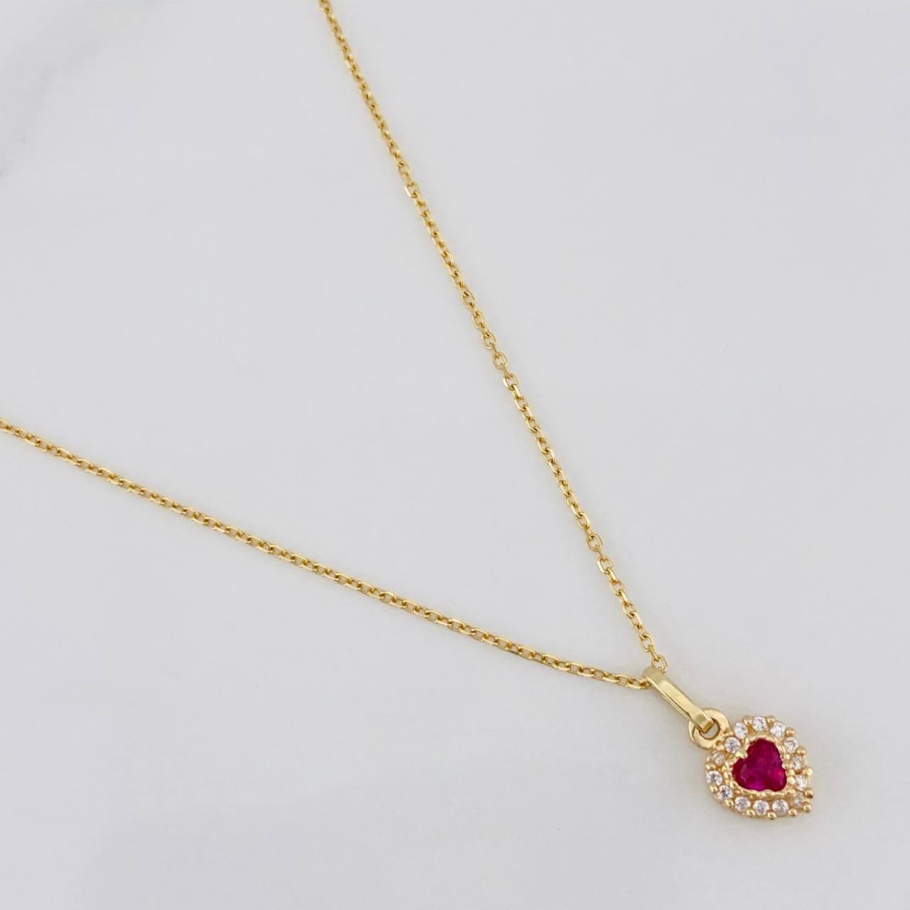 Set Cadena Aro Seguido + Dije Corazon / 1.82g / 45cm Oro Amarillo 18K
