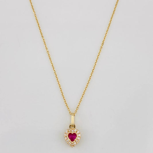 Set Cadena Aro Seguido + Dije Corazon / 1.85g / 45cm Oro Amarillo 18K