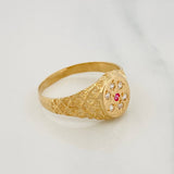 Anillo Sello Flor 4.1g / T11 3/4 Oro Amarillo 18K