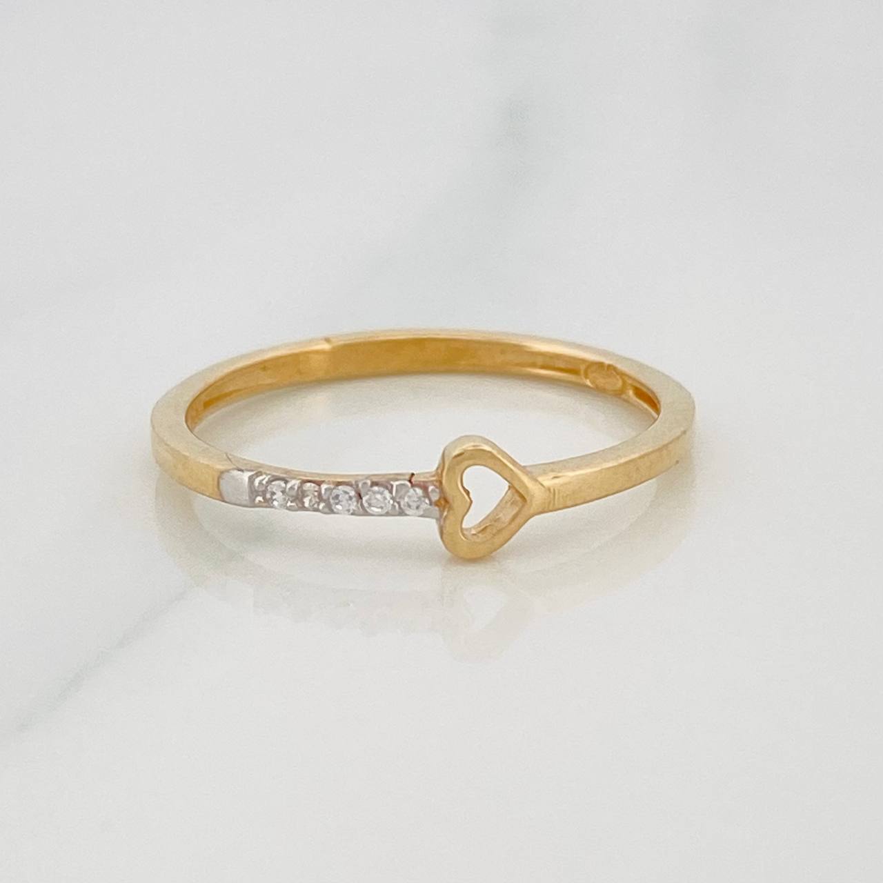 Anillo Corazon 1.45g / T6 1/2 Oro Amarillo / Oro Blanco 18K