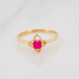 Anillo Flor 1.75g / T7 1/4 Oro Amarillo 18K