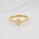 Anillo Flor Borde Texturizado 1.45g / T6 Oro Amarillo 18K