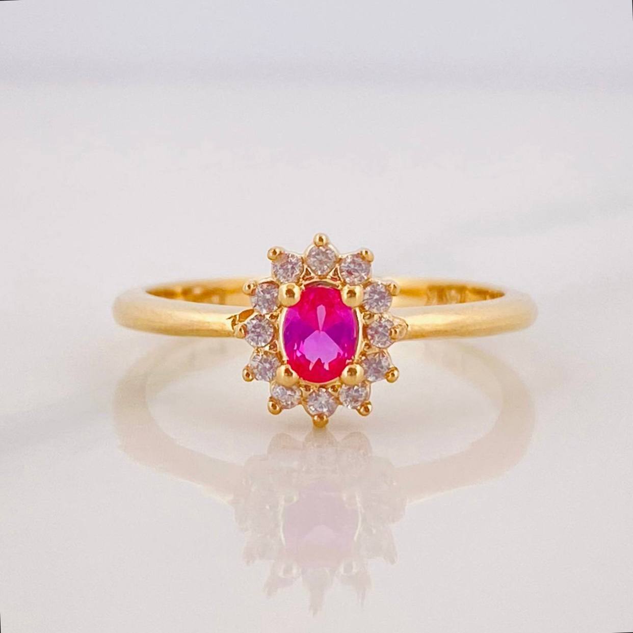 Anillo Flor 2.7g / T6 1/4 Oro Amarillo 18K