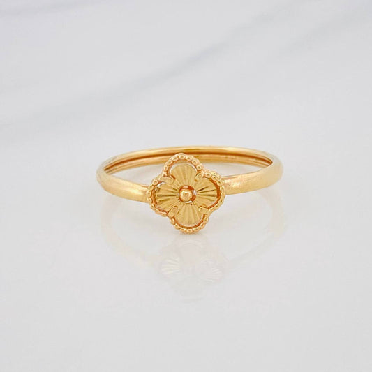 Anillo Trebol Diamantado 1g / T6 1/2 Oro Amarillo 18K
