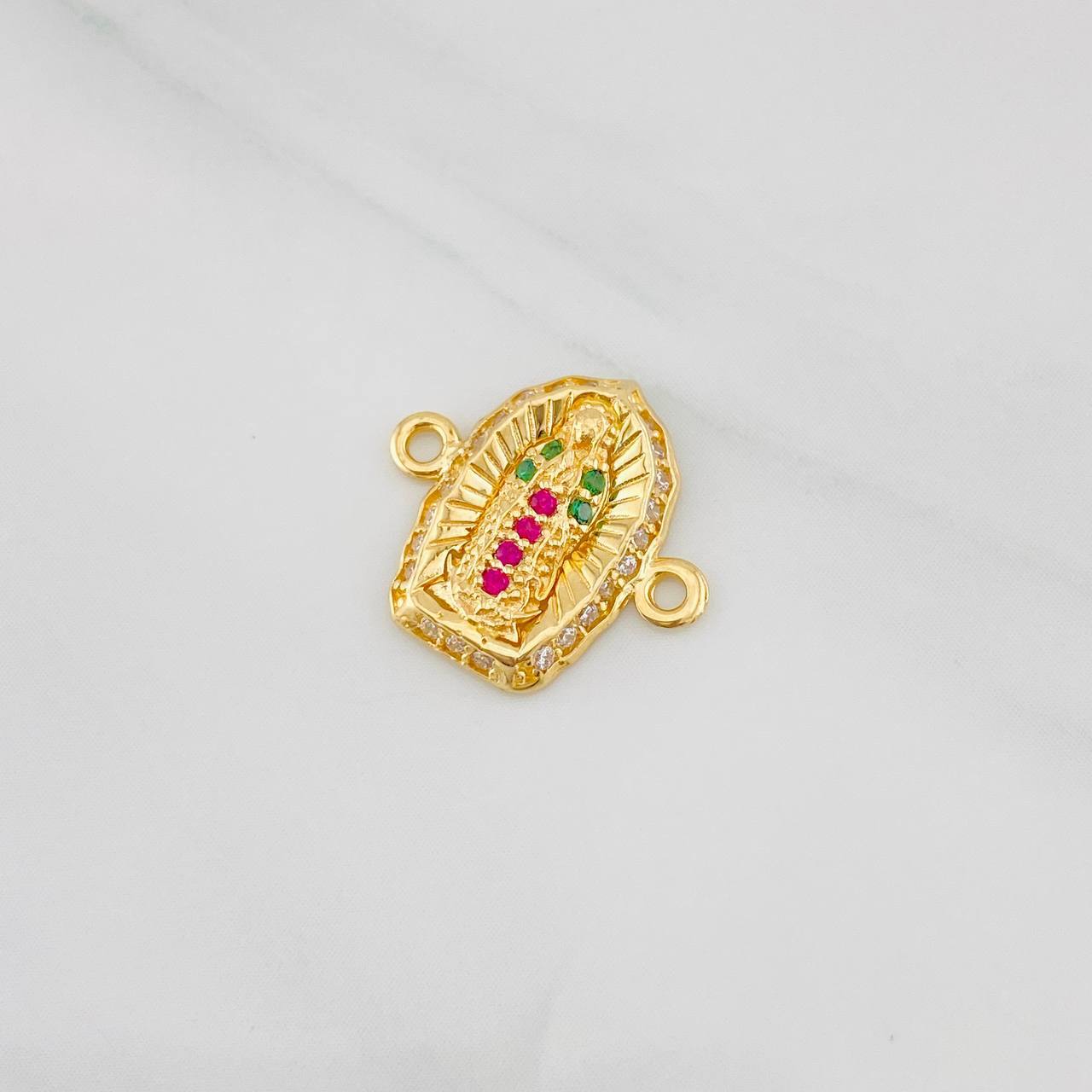 Herraje Virgen de Guadalupe 1.05g / 1.05cm Dos Oros Amarillo Blanco 18K