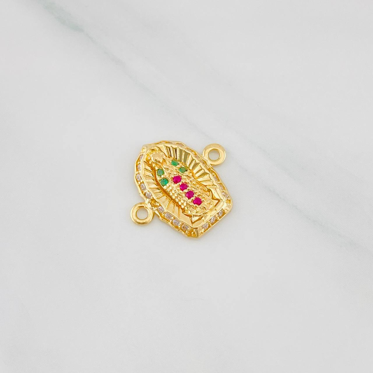 Herraje Virgen de Guadalupe 1.05g / 1.05cm Dos Oros Amarillo Blanco 18K