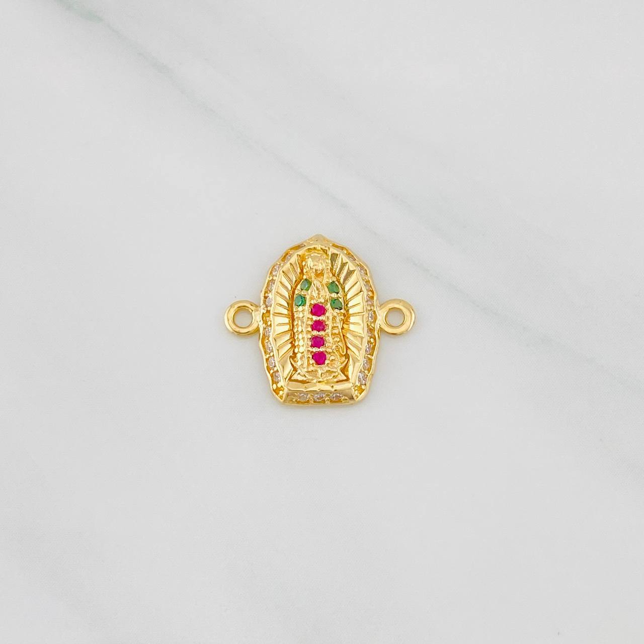 Herraje Virgen de Guadalupe 1.05g / 1.05cm Dos Oros Amarillo Blanco 18K
