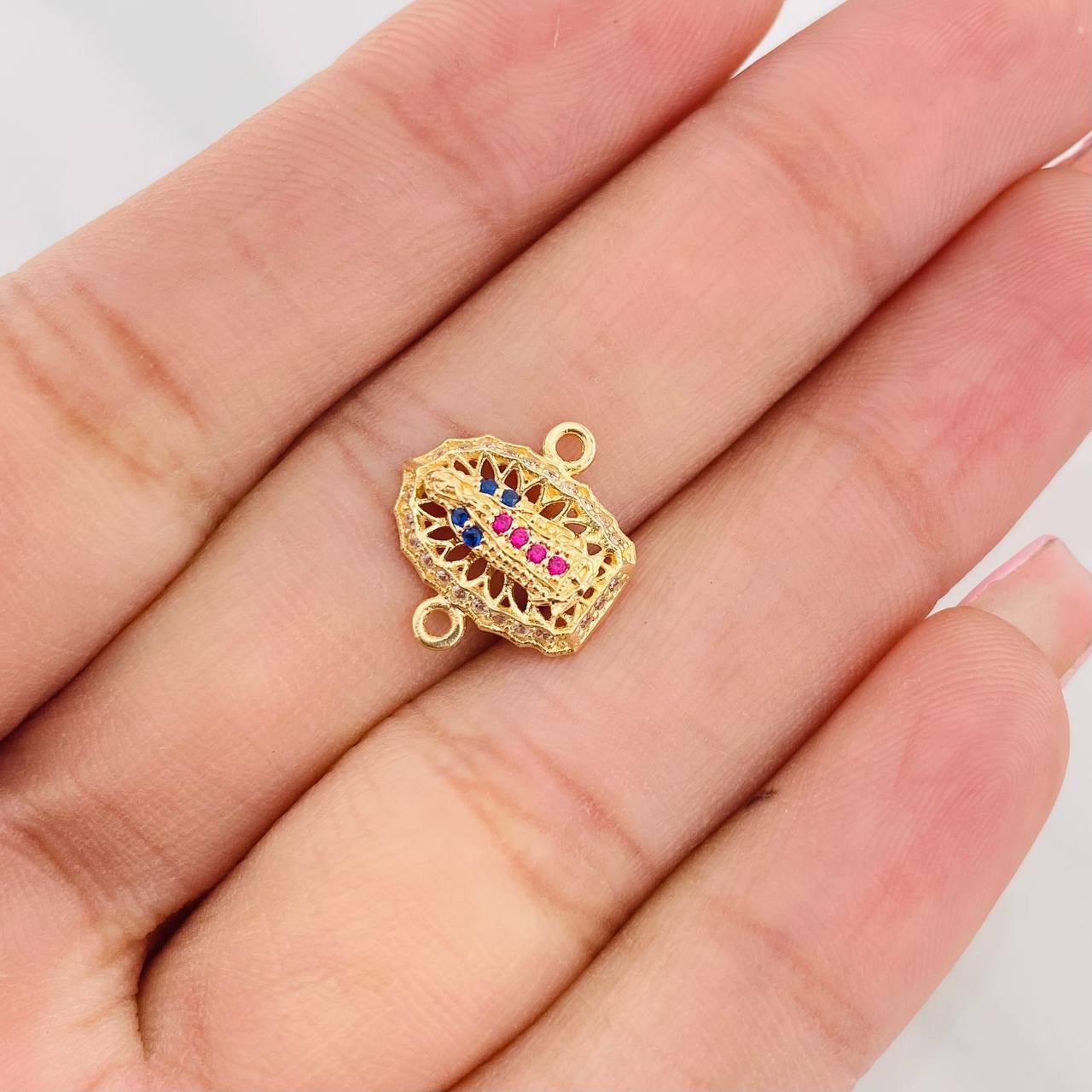 Herraje Virgen de Guadalupe 1.25g / 1.05cm Dos Oros Amarillo Blanco 18K