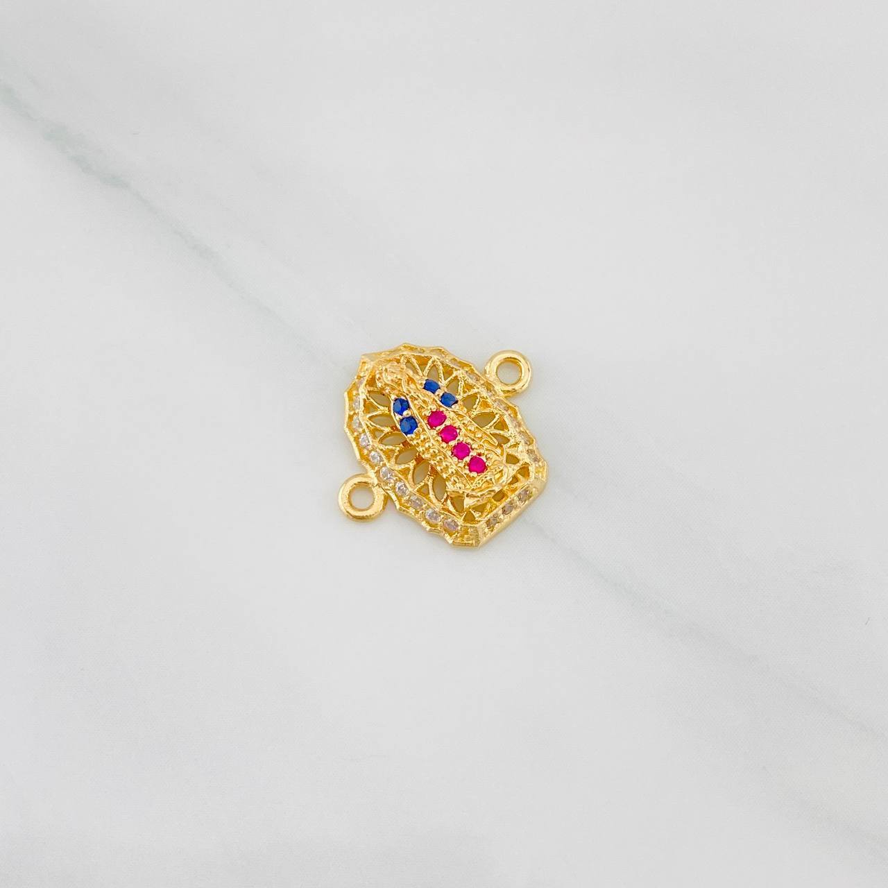 Herraje Virgen de Guadalupe 1.25g / 1.05cm Dos Oros Amarillo Blanco 18K