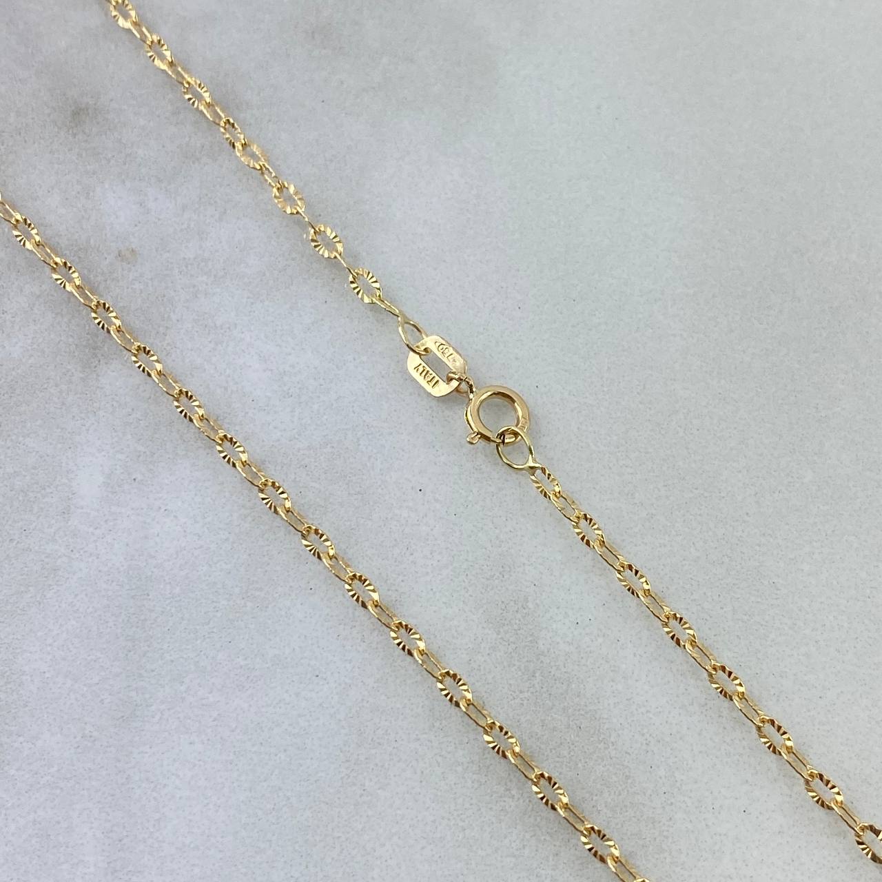 Cadena Aro Seguido 2.1gr / 50cm / 1.7mm Diamantada Oro Amarillo +3