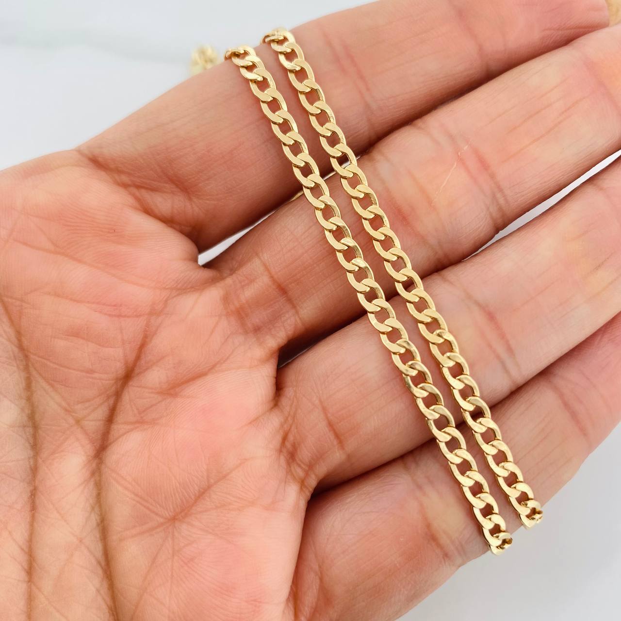Cadena Cubana 4.1g / 60cm / 3mm Oro Amarillo 18K