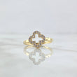 Anillo Silueta Trébol 2.1gr / T8 1/4 / Circones Blancos Oro Amarillo 18K