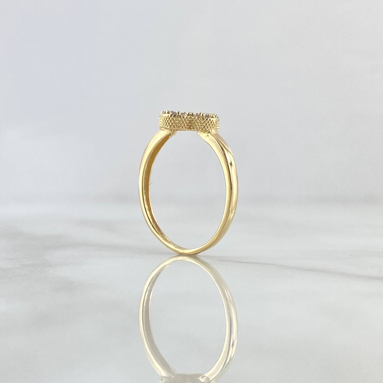 Anillo Silueta Trébol 1.9gr / T5 3/4 / Circones Blancos Oro Amarillo 18K