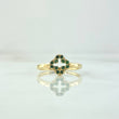 Anillo Silueta Trébol 1.6gr / T6 1/2 / Circones Verdes Oro Amarillo 18K ©