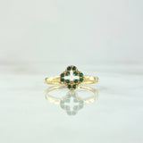 Anillo Silueta Trébol 1.6gr / T6 1/2 / Circones Verdes Oro Amarillo 18K ©