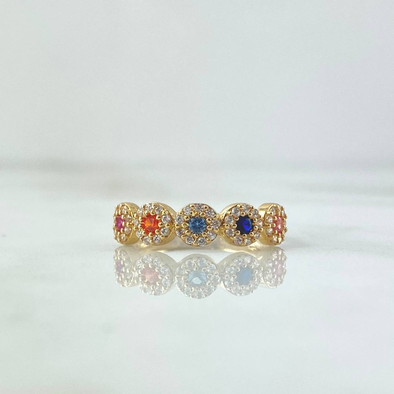 Anillo Circulos Tupidos 2.05gr / T5 3/4 / Circones De Colores Oro Amarillo 18K ©