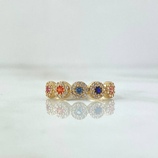 Anillo Circulos Tupidos 2.05gr / T5 3/4 / Circones De Colores Oro Amarillo 18K ©
