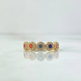 Anillo Circulos Tupidos 2.05gr / T5 3/4 / Circones De Colores Oro Amarillo 18K ©