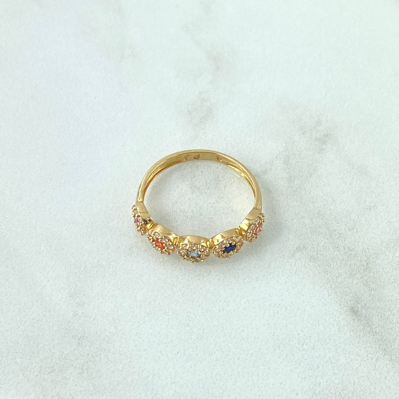 Anillo Circulos Tupidos 2.05gr / T5 3/4 / Circones De Colores Oro Amarillo 18K ©