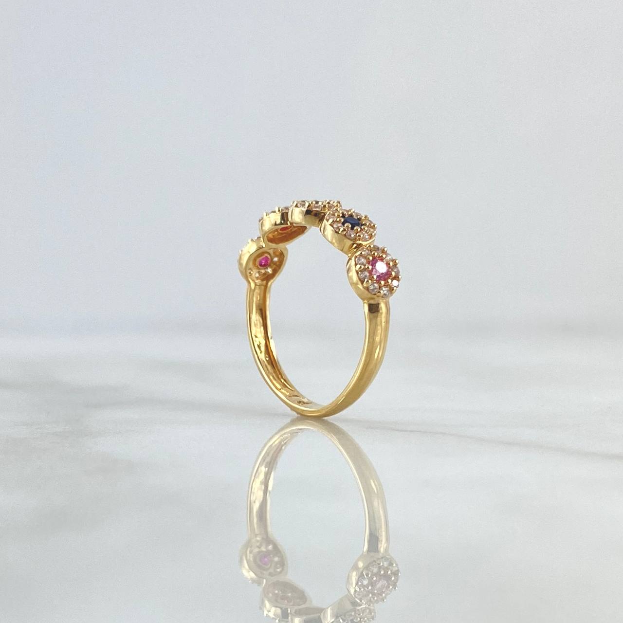 Anillo Circulos Tupidos 2.05gr / T5 3/4 / Circones De Colores Oro Amarillo 18K ©