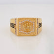 Anillo Sello Corona 6.7g / T9 3/4 Dos Oros Amarillo Blanco 18K